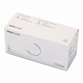 Шовный материал WEGO Polyester 2-0 (3) 75 см 2 иглы колющие 4/8 20 мм, зеленый 12 шт/уп