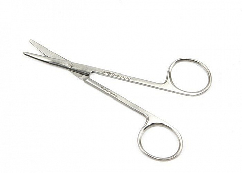 Ножницы глазные тупоконечные вертикально изогнутые 11 см, пр-ва Пакистан