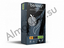 BENOVY Nitrile MultiColor, нитриловые, текстурированные на пальцах, ЧЕРНЫЕ,  XS, S, M, L, XL, 50 пар в упаковке (M)