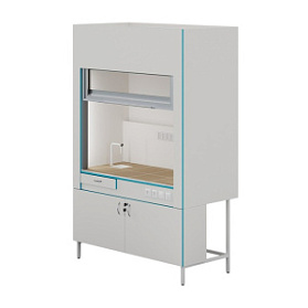 Вытяжной шкаф с сантехникой и столешницей из керамогранитной плитки Теолаб ШВ-1500 КГ-С-Комфорт