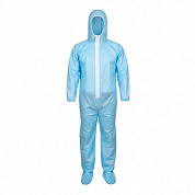Комбинезон защитный одноразовый, водонепроницаемый, 60 гр/м2, светло-голубой