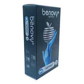 Перчатки нитриловые BENOVY Nitrile Chlorinated, голубые, размер XS, текстурированные на пальцах, 50 пар в упаковке