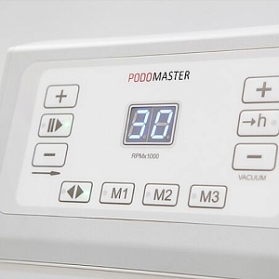 Podomaster Maxijet 30 - аппарат для педикюра с боковым держателем для наконечника и счётчиком времени до замены фильтра