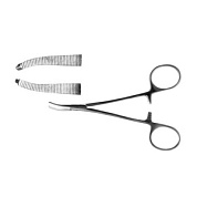 Зажим к/о 1х2 зубый, зубчатый изогнутый по ребру д/новор., 125 мм