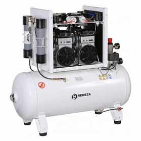 Remeza КМ-100.OLD20ТКД - безмасляный компрессор для 4-х стоматологических установок, с осушителем мембранного типа, с кожухом, с ресивером 100 л, 280 л/мин