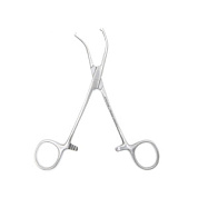 Зажим кровоостанавливающий Москит,зубчатый изогнутый по ребру 154мм Surgicon