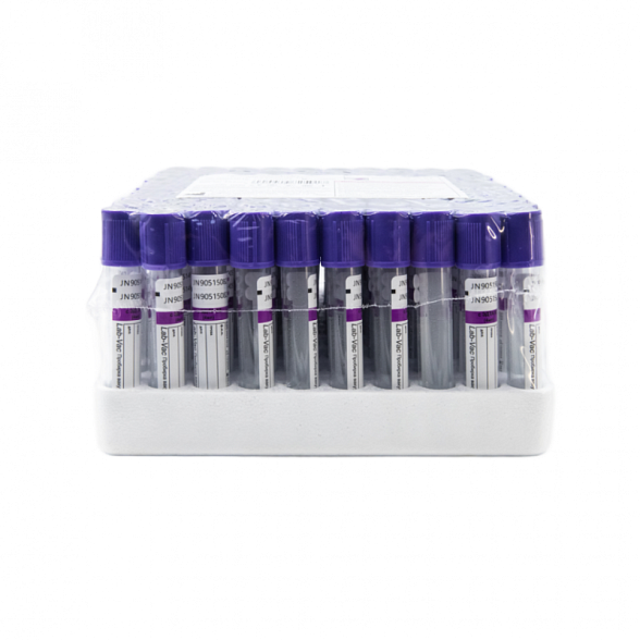 Вакуумные пробирки Lab-Vac с К3 ЭДТА, фиолетовые, 4 мл, 13х75 мм (уп. 100шт) 143041375