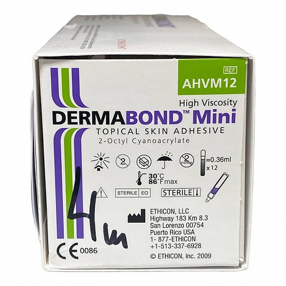ДЕРМАБОНД кожный клей, высоковязский, мини, 0,36 мл Ethicon