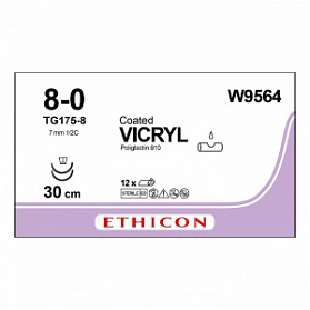 Шовный материал ВИКРИЛ 8/0. 30 см. фиолетовый Шпат. 7 мм х 2. 1/2 Ethicon