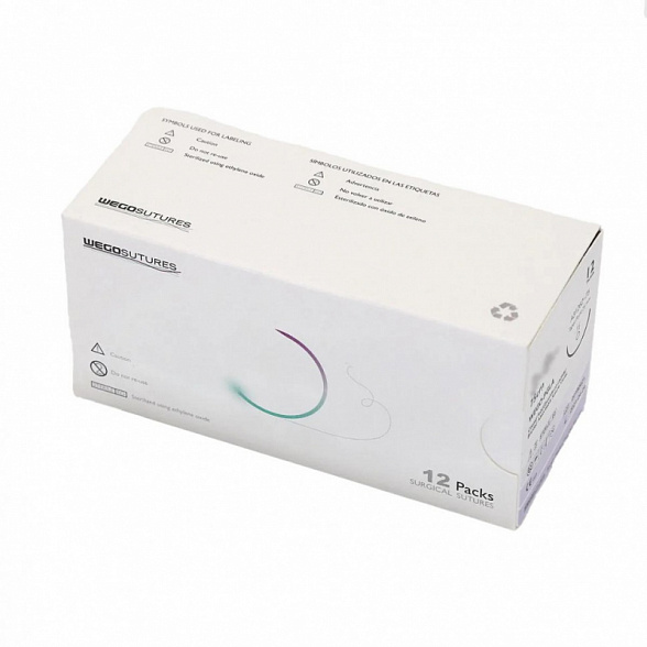 Шовный материал WEGO PDO 4-0 (1,5) 75 см, колющая игла 4/8 26 мм, Фиолетовый