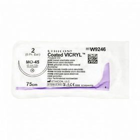 Шовный материал ВИКРИЛ 2 75 см фиолетовый Кол. масс. 45 мм. 1/2 Ethicon