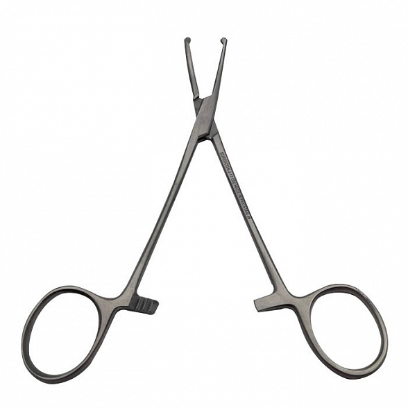 Зажим кровоостанавливающий 1х2 зубый зубчатый изогнутый N 1 150мм