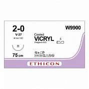 Шовный материал ВИКРИЛ 2/0. 75 см неокрашенный Кол.-реж. 40 мм. 1/2 Ethicon