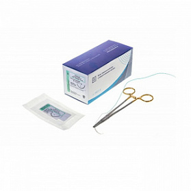 Материалы хирургические нерассасывающиеся шовные стерильные,ПОЛИЭСТЕР (полиэфир) MР 3,5 (USP 0), 75см, плетеный зеленый нерассасывающийся без покрытия