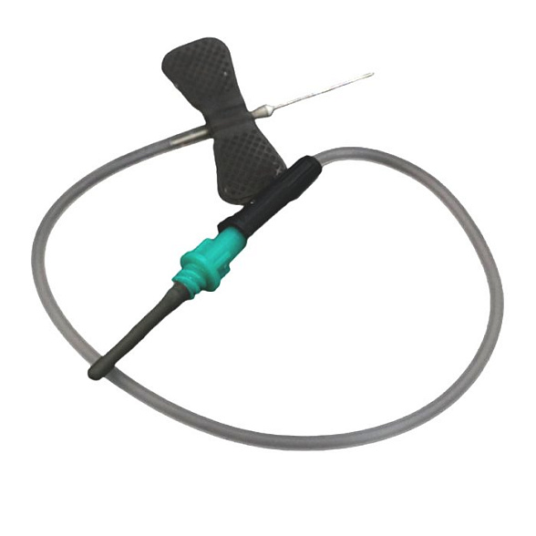 Игла-бабочка Lind-Vac, 22G x 3/4'' x 7'' 0.7мм х 19 мм, длина трубки 19 см, с гибким катетером и люэр-адаптером, 100 шт/уп