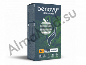 BENOVY Nitrile MultiColor, нитриловые, текстурированные на пальцах, ЗЕЛЕНЫЕ,  XS, S, M, L, XL, 50 пар в упаковке (S)