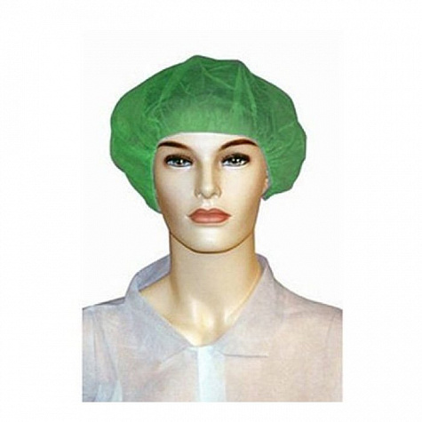 Шапочка-берет медицинская одноразовая, размер универсальный (12г/кв.м, Белая)