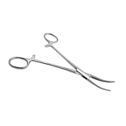 Зажим кровоостанавливающий зубчатый изогнутый N 1 158мм Surgicon