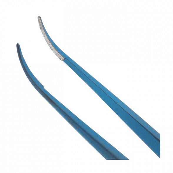 Пинцет микрохирургический шовный, плавноизогнутый, с противовесом, общая длина 180 мм