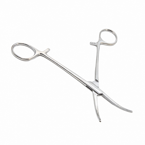 Зажим кровоостанавливающий, зубчатый, изогнутый № 1, 165 мм. Surgiwell