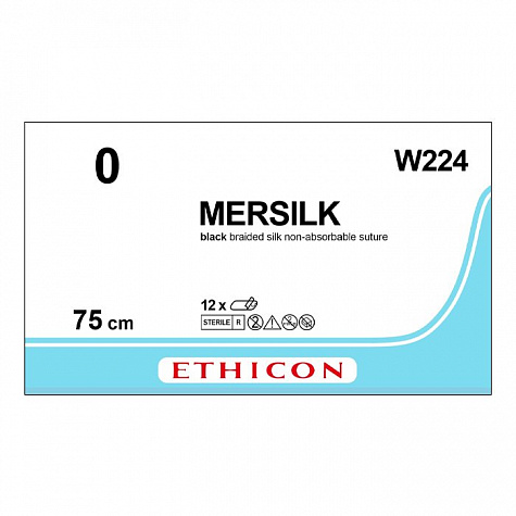 Шовный материал ШЕЛК 0. 10х75 см. черный лигатура Ethicon