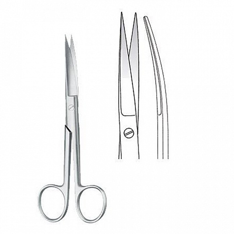 Ножницы хирургические, изогнутые, остроконечные, 12 см KLS Martin
