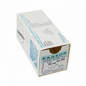 Шовный материал Капрон крученый М 5 (2), игла обратно-режущая, 40 мм, 1/2 (75 см)