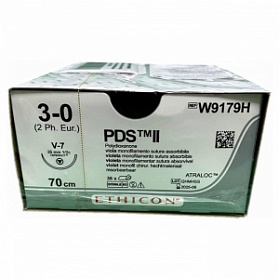 Шовный материал ПДС II 3/0. 70 см. фиолет. Кол.-реж. 26 мм. 1/2 Ethicon
