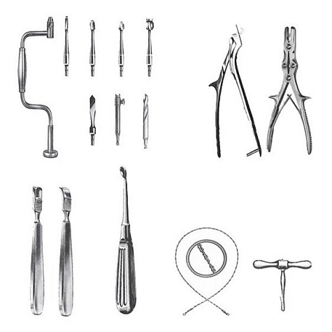 Набор инструментов хирургических нейрохирургический (для трепанации черепа) ПТО Медтехника