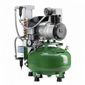 KD 224 DB - безмасляный компрессор для двух стоматологических установок, с осушителем, с кожухом, с ресивером 24 л (100 л/мин)