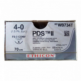 Шовный материал ПДС II 4/0. 70 см. н/окр Реж. 16 мм. 3/8 Ethicon