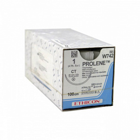 Шовный материал ПРОЛЕН 1, 100 см, синий ТроакарПойнт масс. 31 мм, 1/2 Ethicon
