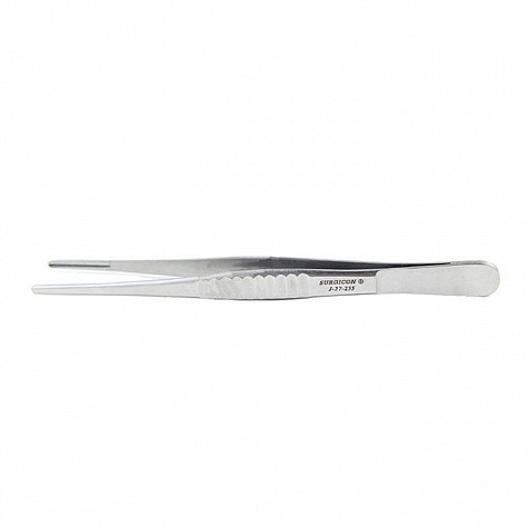 Пинцет анатомический с атравматической нарезкой 150х2,5 мм Surgicon