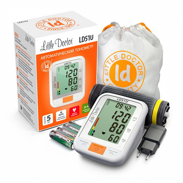 Тонометр Little Doctor LD51U автоматический с адаптером и функцией часов