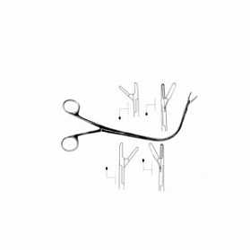 Щипцы гортанные полипные с раскрытием подвижной губки (влево)