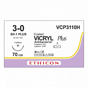 Шовный материал ВИКРИЛ ПЛЮС 3/0 70 см. фиолетовый Кол.ВизиБлэк 22 мм. 1/ 2 Ethicon