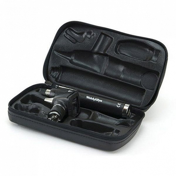 Отоскоп 25282-VSM 3,5v Диагностический волоконно-оптический отоскоп со встроенным осветителем горла + ионно-литиевая рукоятка + набор воронок + футляр