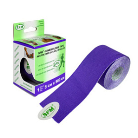Лента кинезиологическая SFM-Plaster, на полимерной основе (нейлон), 5см Х 500см, фиолетового цвета, в диспенсере