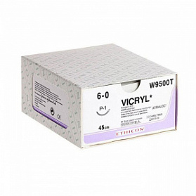 Шовный материал ВИКРИЛ 6/0. 45 см. не окрашен Прайм обр.-реж. 11 мм. 3/8 Ethicon