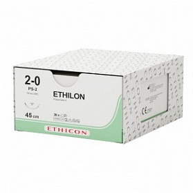 Шовный материал ЭТИЛОН 2/0. 75 см. синий Прайм обр.-реж. 26 мм. 3/8 Ethicon