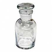 Склянка для реактивов на 60 мл из светлого стекла с узкой горловиной и притертой пробкой