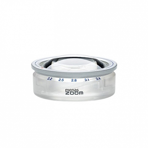 Лупа светопольная менисковая асферическая настольная с зумом Eschenbach menas ZOOM, диаметр 65 мм, 2.2х-3.4х