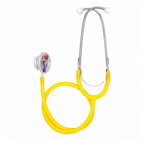 Стетофонендоскоп СФ-02-«Адъютор» с двусторонней фонендоскопической и стетоскопической головкой с желтыми трубками