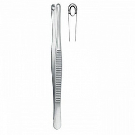 Пинцет хирургический с зубчатыми круглыми браншами, 15 см KLS Martin