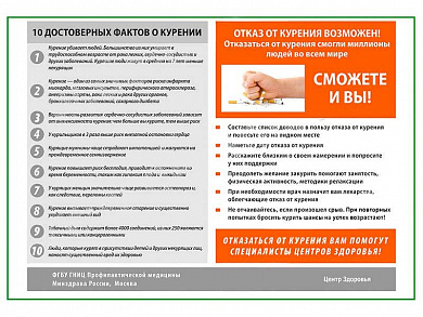 10 достоверных фактов о курении плакат глянцевый А1/А2 (глянцевый A1)