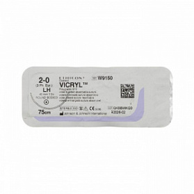 Шовный материал ВИКРИЛ 2/0. 75 см фиолетовый Кол. 40 мм. 1/2 Ethicon