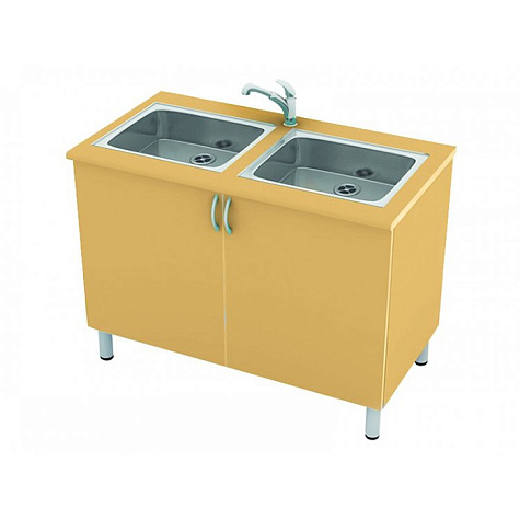 Тумба двухстворчатая с двойной мойкой (мойка керамогранит.)