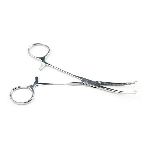 Зажим кровоостанавливающий 1х2 зубчатый изогнутый № 2 160 мм Sammar