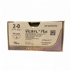 Шовный материал ВИКРИЛ ПЛЮС 2/0 70 см. фиолетовый Кол. 26 мм. 1/2 Ethicon