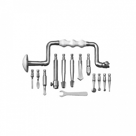 Коловорот с набором фрез (с пластмассовой ручкой)